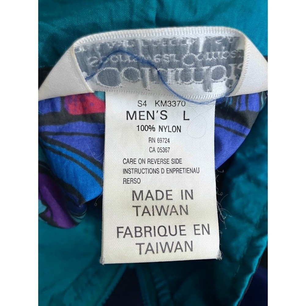 Vintage Columbia Isle Cove Anorak Jacket Mens Large L 90s Teal Geometric 1/2 Zip - Picture 11 of 16